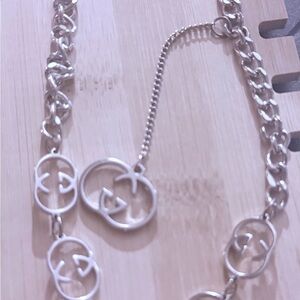 Chic Silver Necklace with Logo Accents